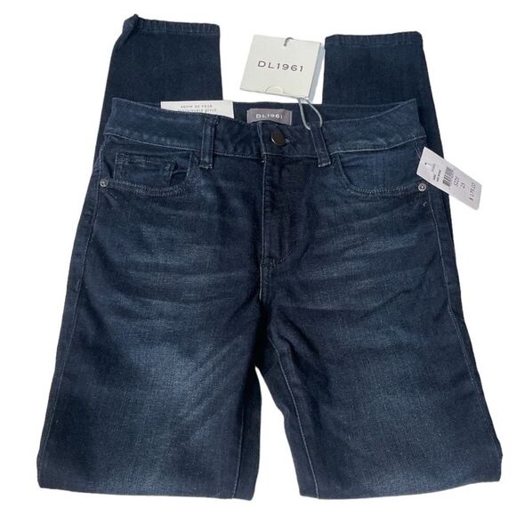 DL1961 Florence Ankle Mid Rise Instasculpt Skinny Jeans Dark Blue Size 25 - Picture 1 of 8